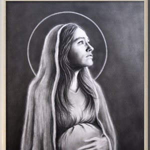 Virgin Mary painting poster, Blessed Virgin Mary art print, Mother Mary print poster, Mary mother of God, Hail Mary print, Catholic prints