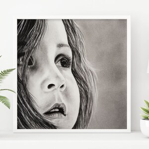 chica retrato dibujo impresión, impresión de retrato infantil, dibujo infantil, pintura infantil, impresión de pintura de niña, arte de retrato infantil, cartel infantil