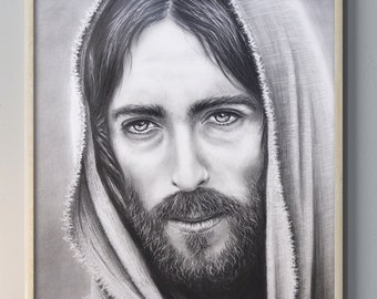 Jesus Christ portrait drawing poster, Jesus Christ painting, Christ wall art, Jesus wall art, Christ picture, Christ print, Jesus painting