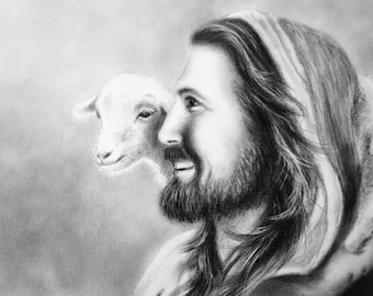 The Good Shepherd Drawing Poster, Jesus Christ Painting, Jesus Holding  Sheep Wall Art, Jesus Christ Wall Art, the Good Shepherd Wall Art - Etsy