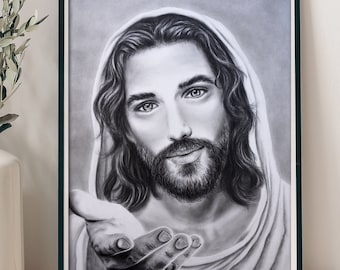 Jesus Christ painting wall art, Jesus wall art, Christ wall decor, Christ print, Christian gift, Christian wall art, Christian wall decor