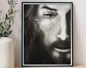 Jesus Christ painting print, Jesus painting, Christ wall art, Jesus Wall Art, Jesus drawing print, Christ print, Jesus print, Christ art
