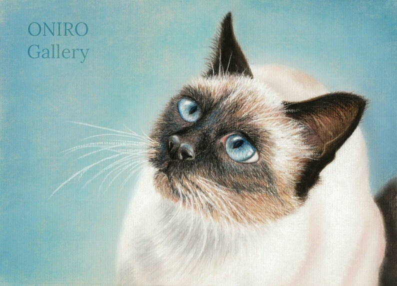 Gatto Siamese Pittura Stampa Regalo Amante Dei Gatti Gatto Etsy