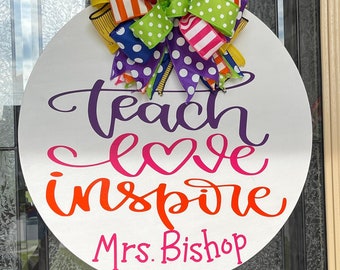 Teach Love Inspire Personalized Sign| Teacher| Teacher Gift| Wood Sign | Door Hanger