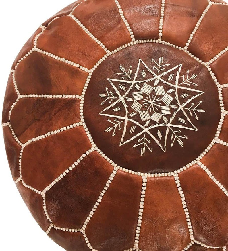 Stuffedmoroccan Leather Pouf, Berber Leather Chair Pouffe, Leather