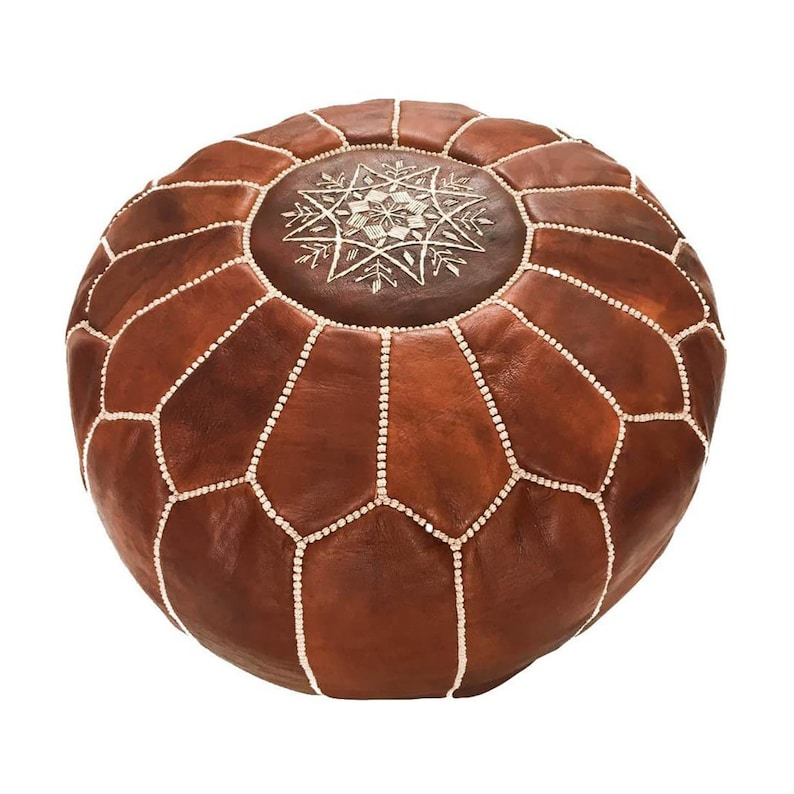 Stuffedmoroccan Leather Pouf, Berber Leather Chair Pouffe, Leather