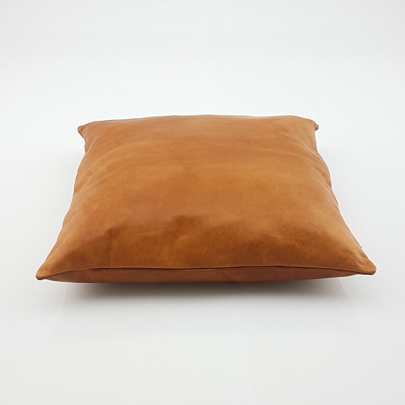Natural Leather Pillow Cover Tan Decorative for Couch Throw Etsy