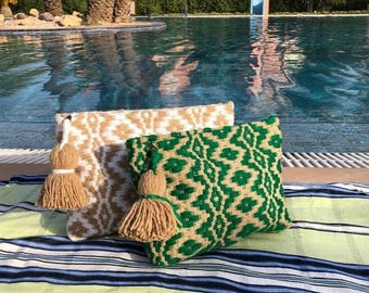 Handmade Moroccan Crochet Clutch: Hemp & Cotton Summer Bag