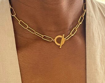 Gold T Bar Necklace - Etsy UK