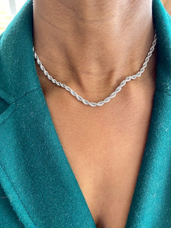 14k Women's Yellow Solid Diamond Cut Rope Necklace | Roaring Gems