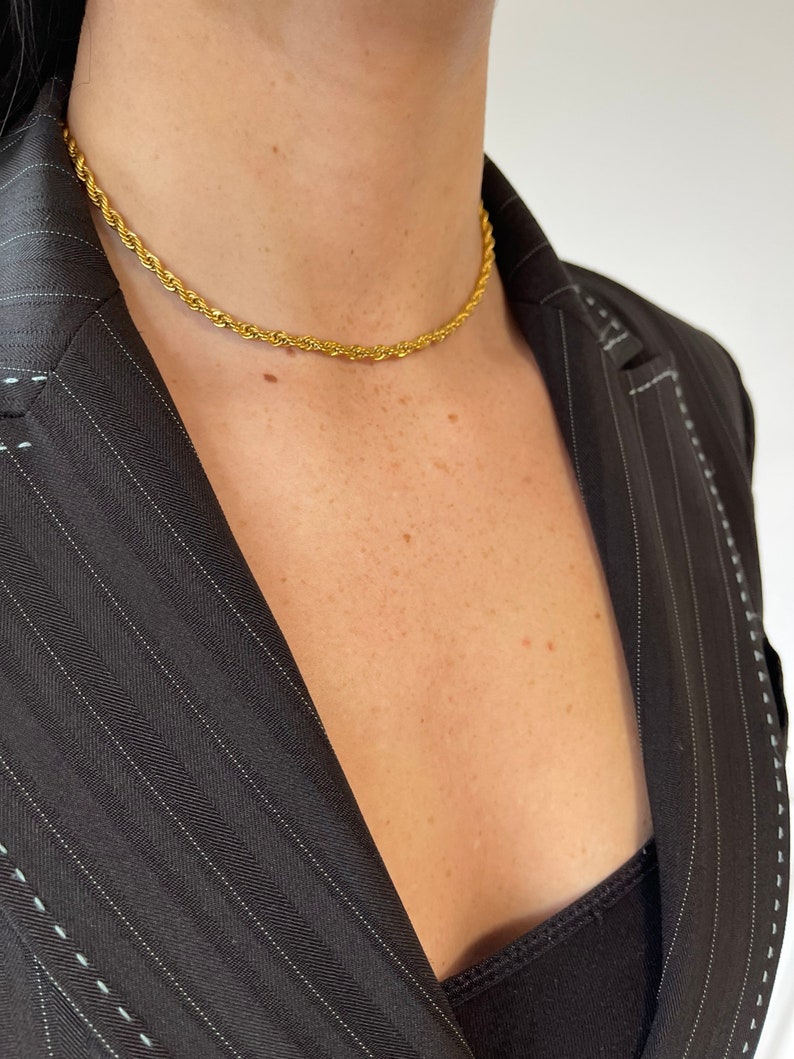 Silver Men Twisted Rope Chain Necklace Gold Rope Chain Etsy