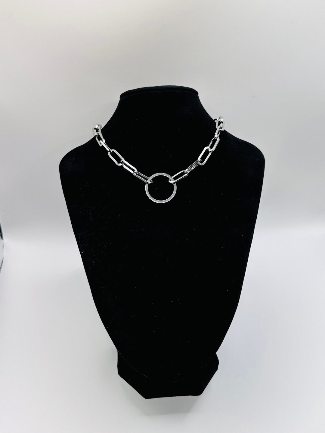 Silver Round Circle Choker Necklace O Ring Choker Necklace Etsy