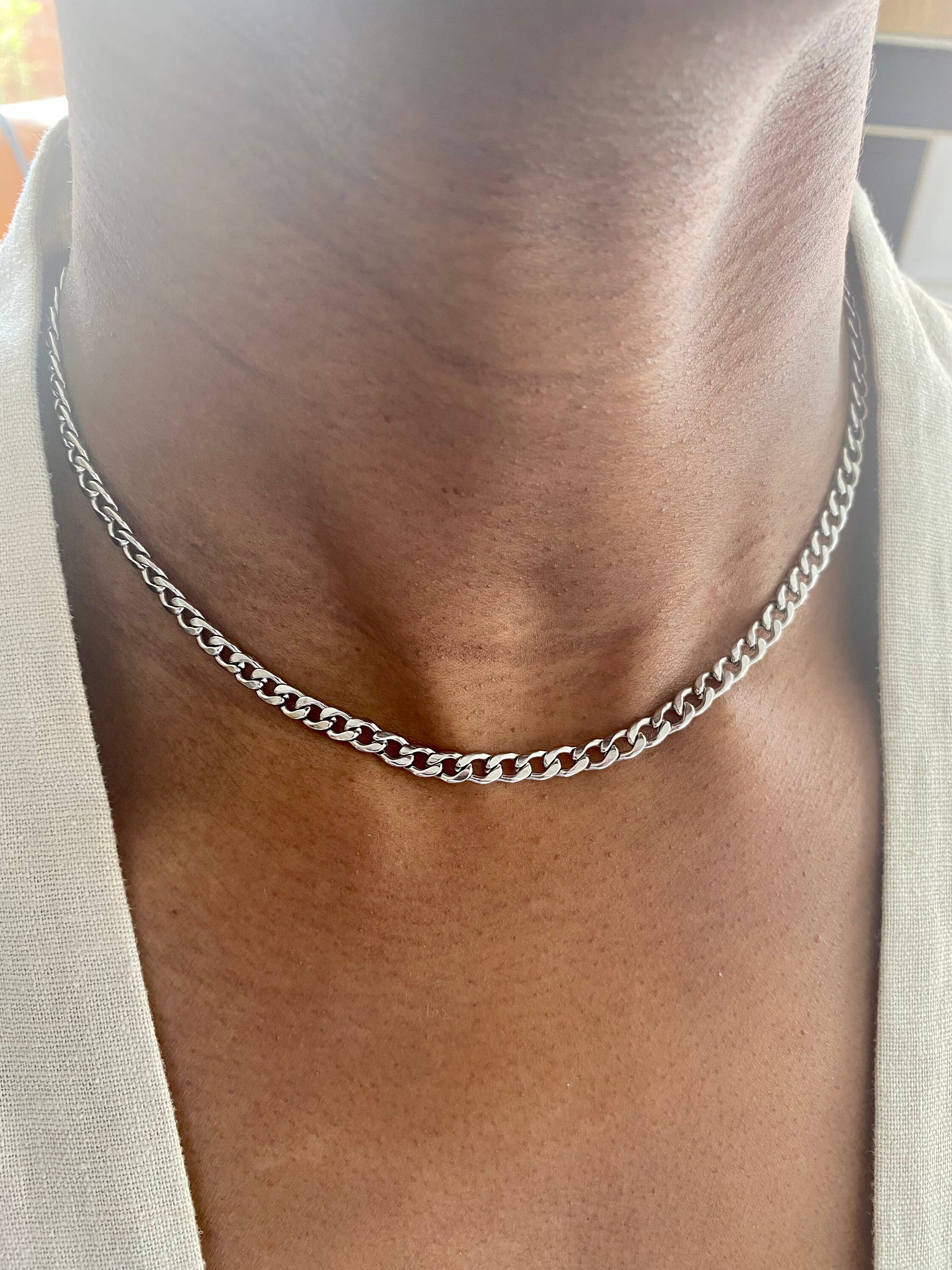 5mm Curb Chain Choker Necklace Mens Silver Curb Chain Women Etsy