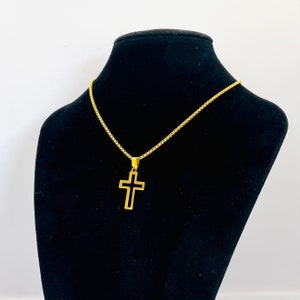 Collana Acciaio Inox Croce Religiosa Collana Uomo Con Ciondolo Croce - Acciaio Inox E Fibra Di Carbonio Nera - Catena Omega 21 Pollici - Chiusura A Granchio Collana Religiosa Uomo 21 Pollici - Foto 10