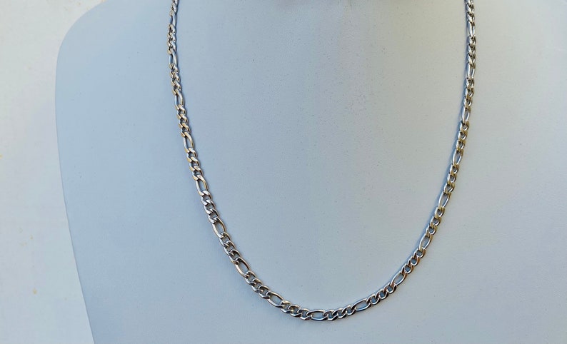 Sterling Silver Chain Necklace Figaro Chain Necklace Gift | Etsy