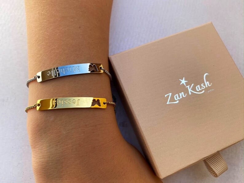 Custom Bracelet Bar Name Bracelet Gift For Her Engraved Bar Name Bracelet Handwriting Name Personalized Name Bracelet