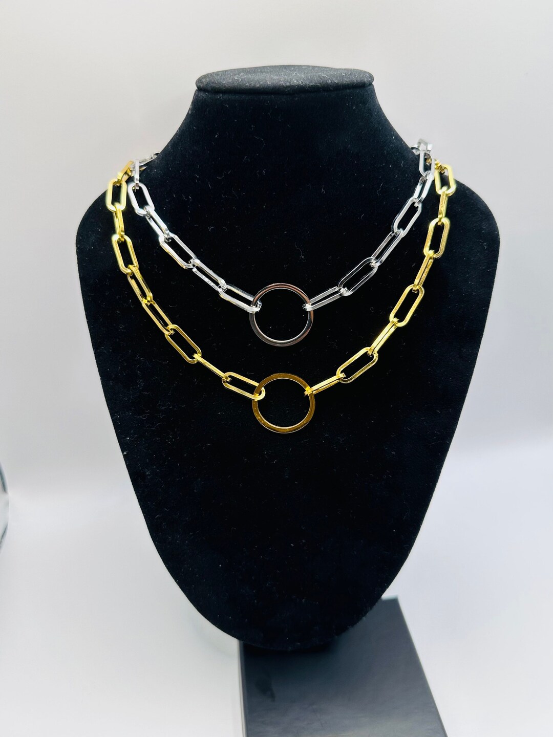 Round Circle Choker Necklace O Ring Paperclip Chunky Choker Etsy