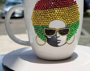 Juneteenth Rhinestone Bling Coffee Tea Mug