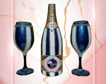 Empty or Sparkling Juice Custom Bling Glittered Bottles and Glassware
