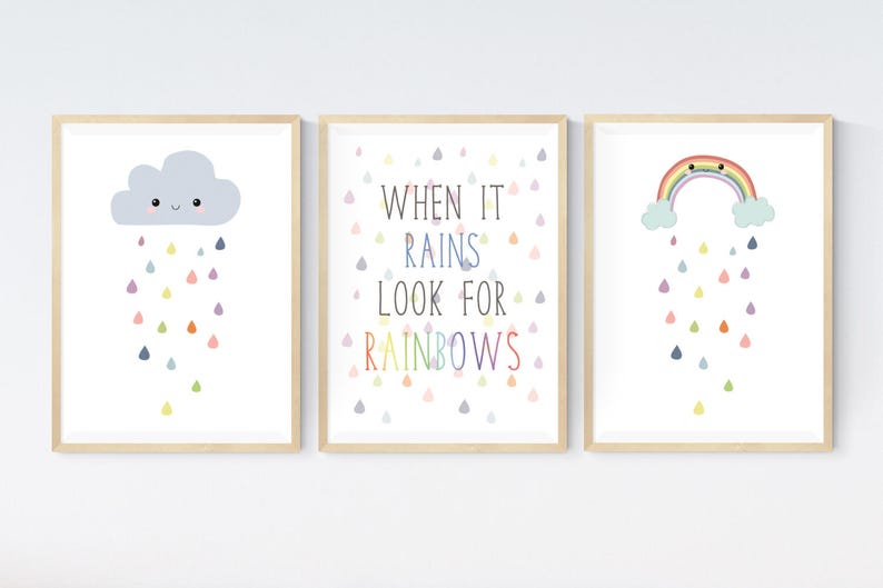 Walls Decoration Cute Kawaii Rainbow Nursery Print Baby Christening Wall Art Picture Poster Baby Tohoku Morinagamilk Co Jp