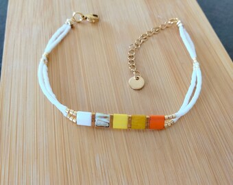 Bracelet fin perle Miyuki délicas et Tila bleu Sun