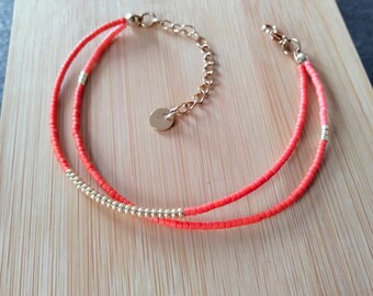 Bracelet double perle Miyuki délica terracotta