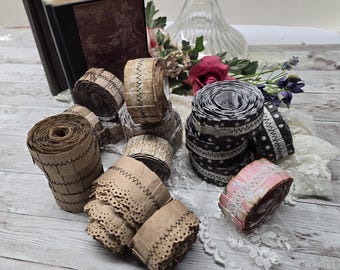 Handmade Paper Stitching Ruffle Ribbon, Edging, Strips