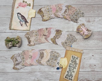30 - Whale tail tabs punched from Tim Holtz and BoBunny double-sided paper & Manilla Cardstock