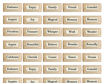 Inspirational Words Printable, Journal Embellishments (Digital Download)