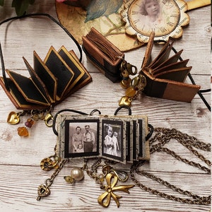 Mini Vintage Photo Journal - Charm/Pendent (customize with your pictures)