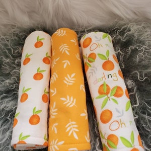 Burp Cloth Set of 3, Clementine Burp Cloth, Orange and Green, Baby Citrus Burp, Baby Cutie,  Gender Neutral Gift, Baby Shower Gift