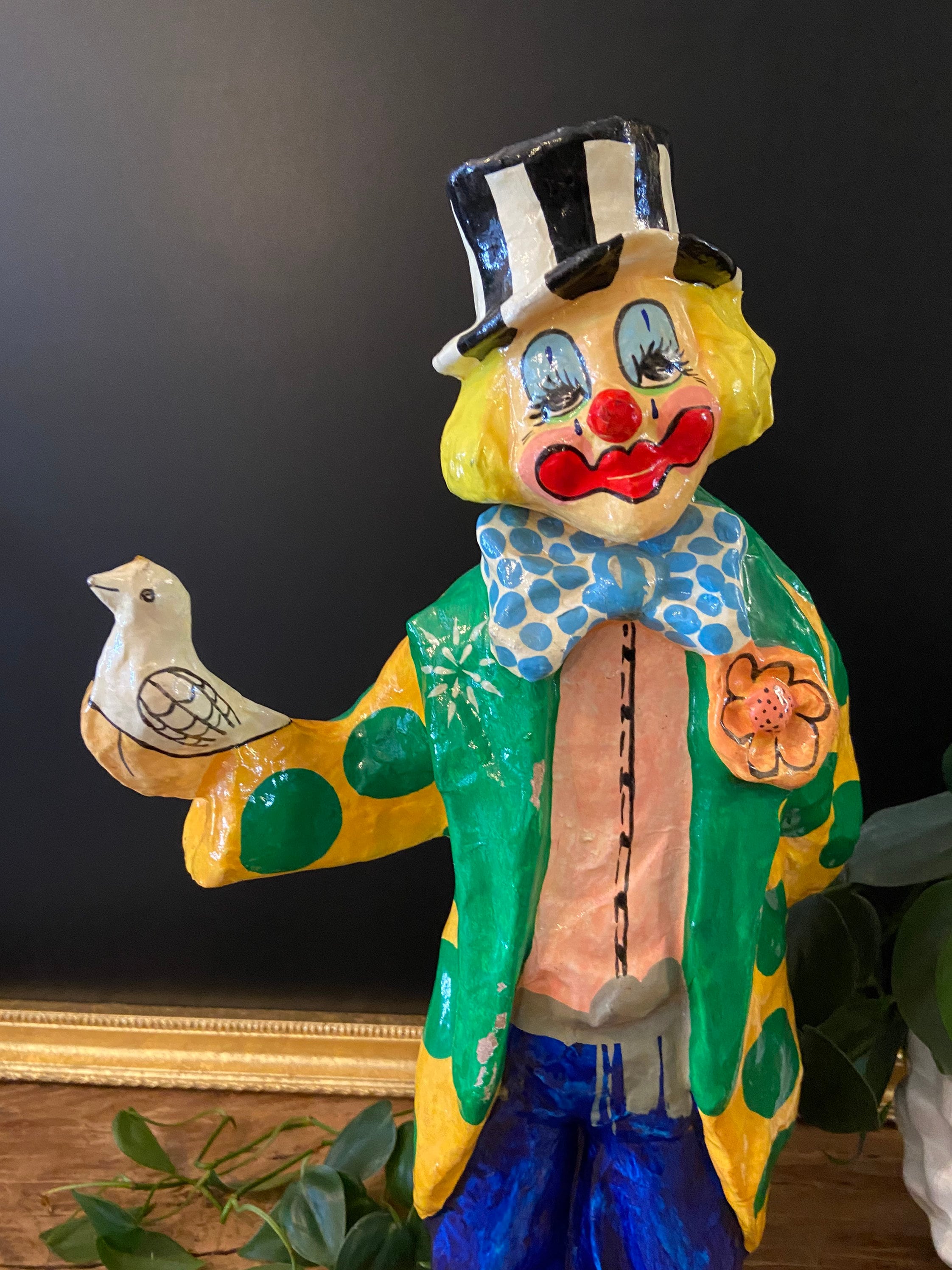 Vintage, 1970, Paper Mache, Clown, Mexico, Handmade, Mexican Vintage, 1970, Paper Mache, Clown, Mexico, Handmade, Mexican