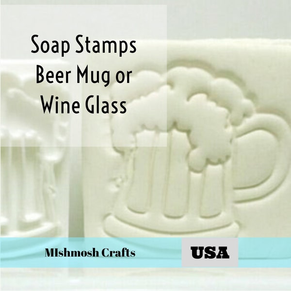 Soap Stamp Beer Mug or Wine Glass with handle. Other uses, soap making, cookie stamp, pottery, clay, fondant