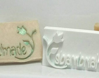 Stamp with Handle for soap, cookie, fondant, pottery, clay, "handmade"