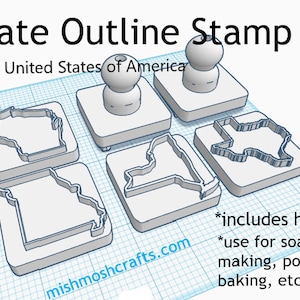State Outline Stamp for Craft Projects Soap Making, Pottery, Clay, Play Dough, Baking