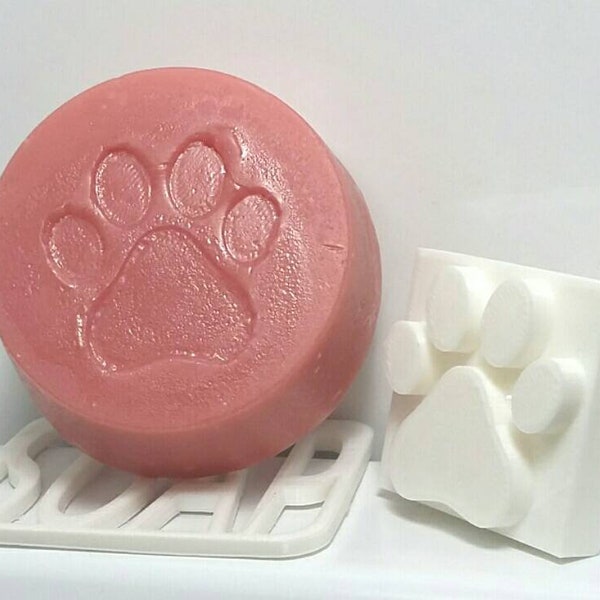 Paw Print Stamp with handle for handmade soaps, baking, pottery, clay, crafts 1-1/2"