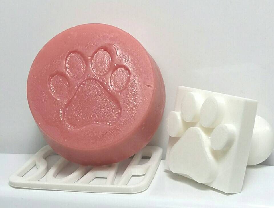 Paw Print Stamp with handle for handmade soaps, baking, pottery, clay…
