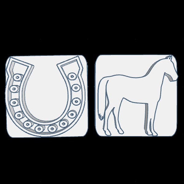 Horseshoe or Horse Silhouette Stamp for handmade soaps, pottery, fondant, clay, etc...