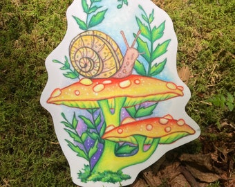 Snail with Mushrooms sticker