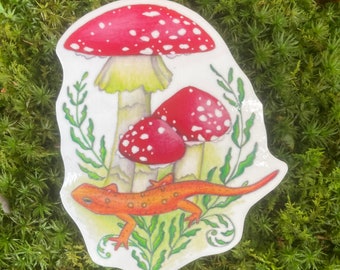 Mushroom and Red Eft sticker