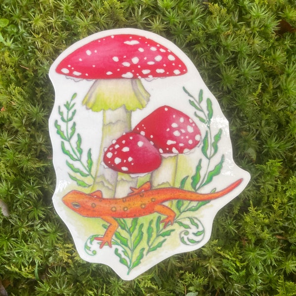 Mushroom and Red Eft sticker