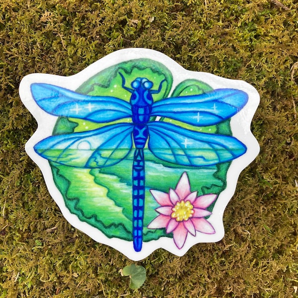 Dragonfly on Lily Pad sticker