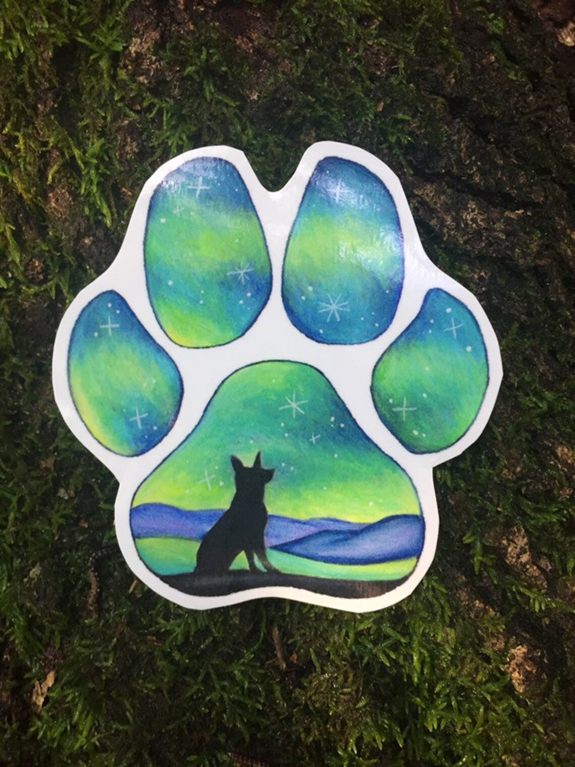Green Dog Paw Sticker Etsy