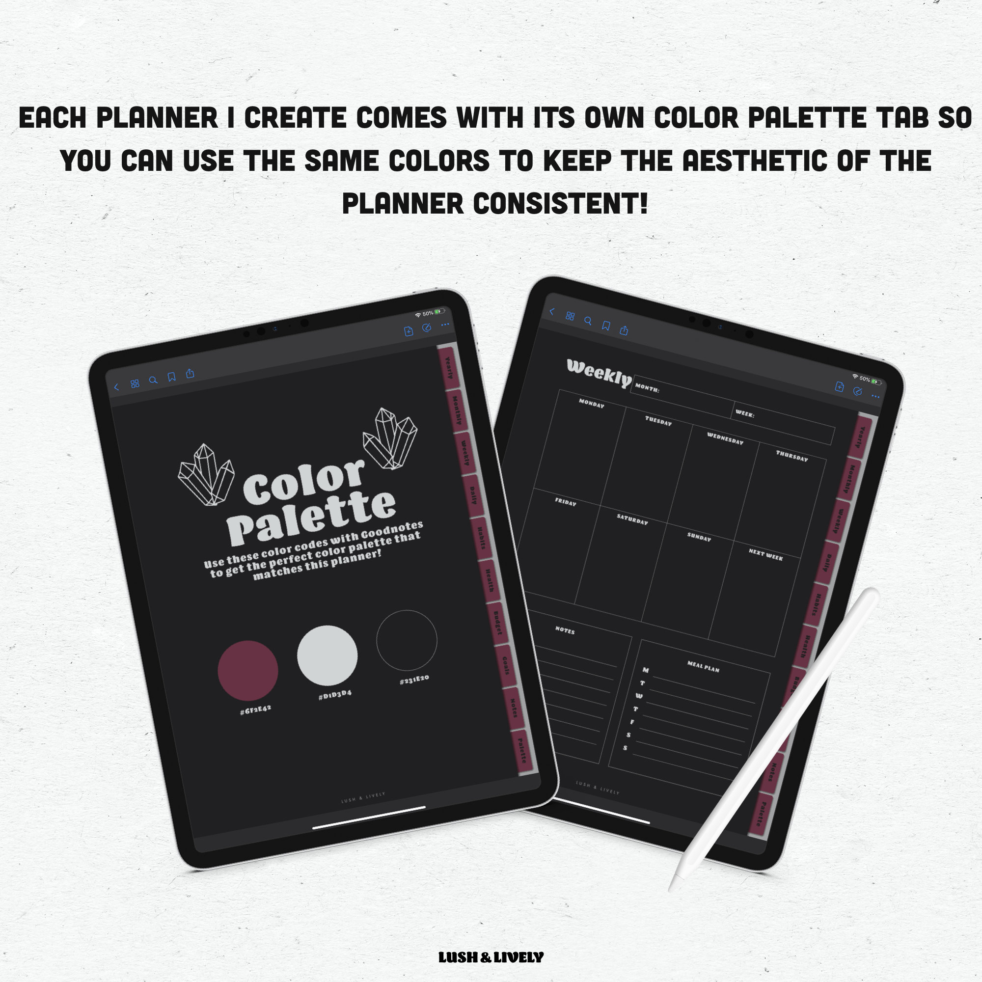 Undated Digital Planner // Witchy Digital Planner // Dark Mode Planner ...