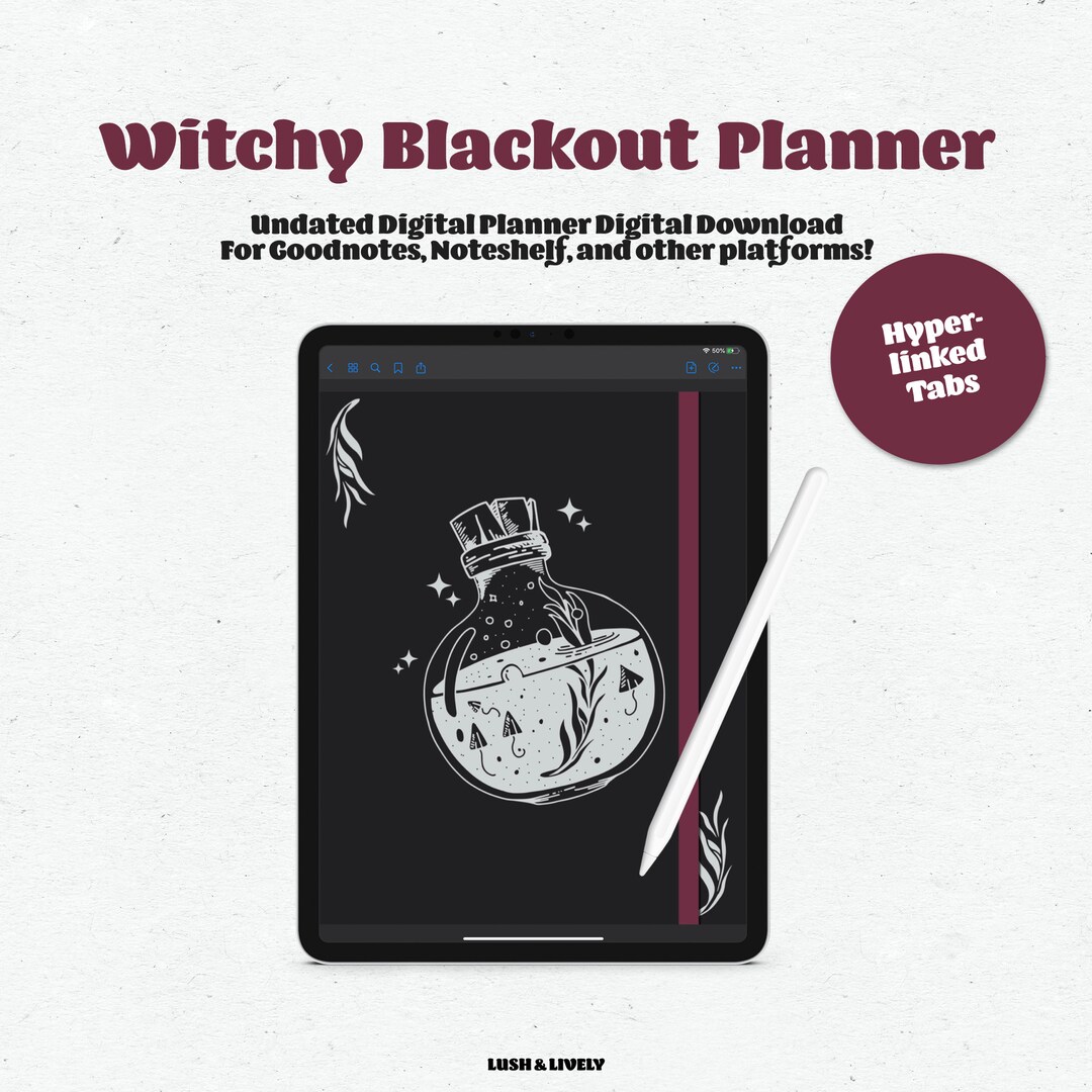 Undated Digital Planner // Witchy Digital Planner // Dark Mode Planner ...