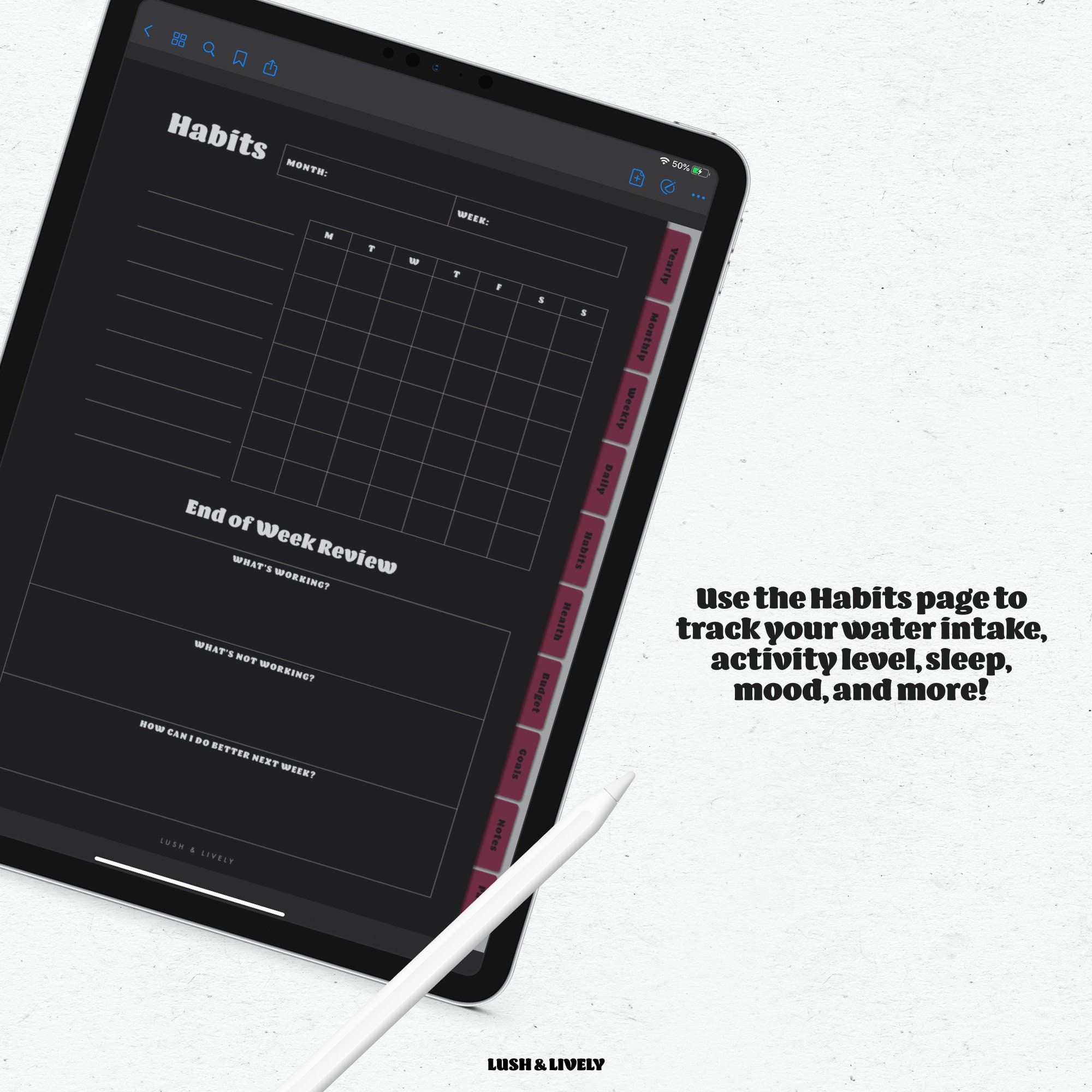 Undated Digital Planner // Witchy Digital Planner // Dark Mode Planner ...