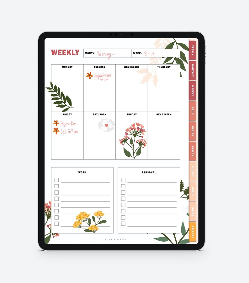Digital Stickers // Floral Sticker Pack // Digital Goodnotes Stickers ...