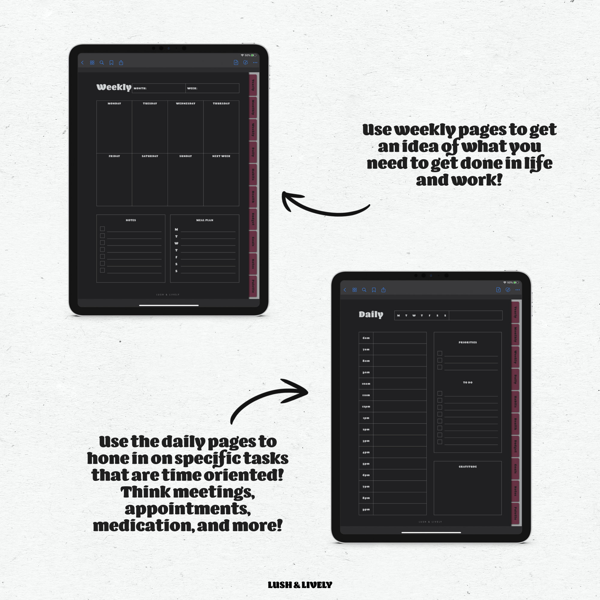 Undated Digital Planner // Witchy Digital Planner // Dark Mode Planner ...