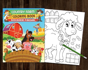 Bauernhof Malbuch zum Ausdrucken für Kinder | 25 PDF Malvorlagen | 21,6 x 27,9 cm