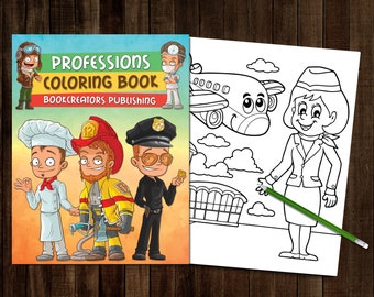 Printable Professions Coloring Book | 25 PDF Coloring Pages | 8.5" x 11" (21.6 x 27.9 cm)